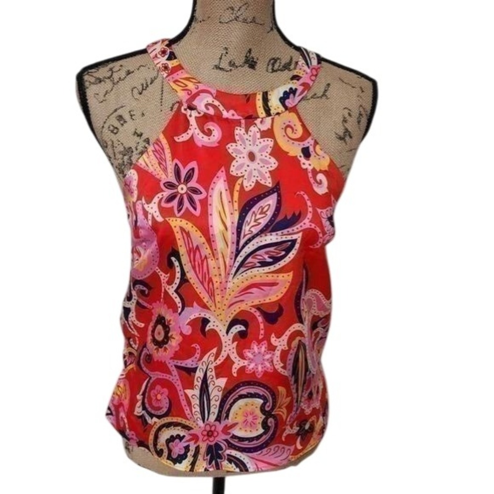 Julie Brown NYC Makalya Red Paisley Halter Top Blouse Size 2 NWT $145